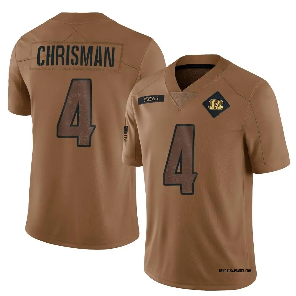 Limited Brown Men's Drue Chrisman Cincinnati Bengals 2023 Salute To Service Jersey