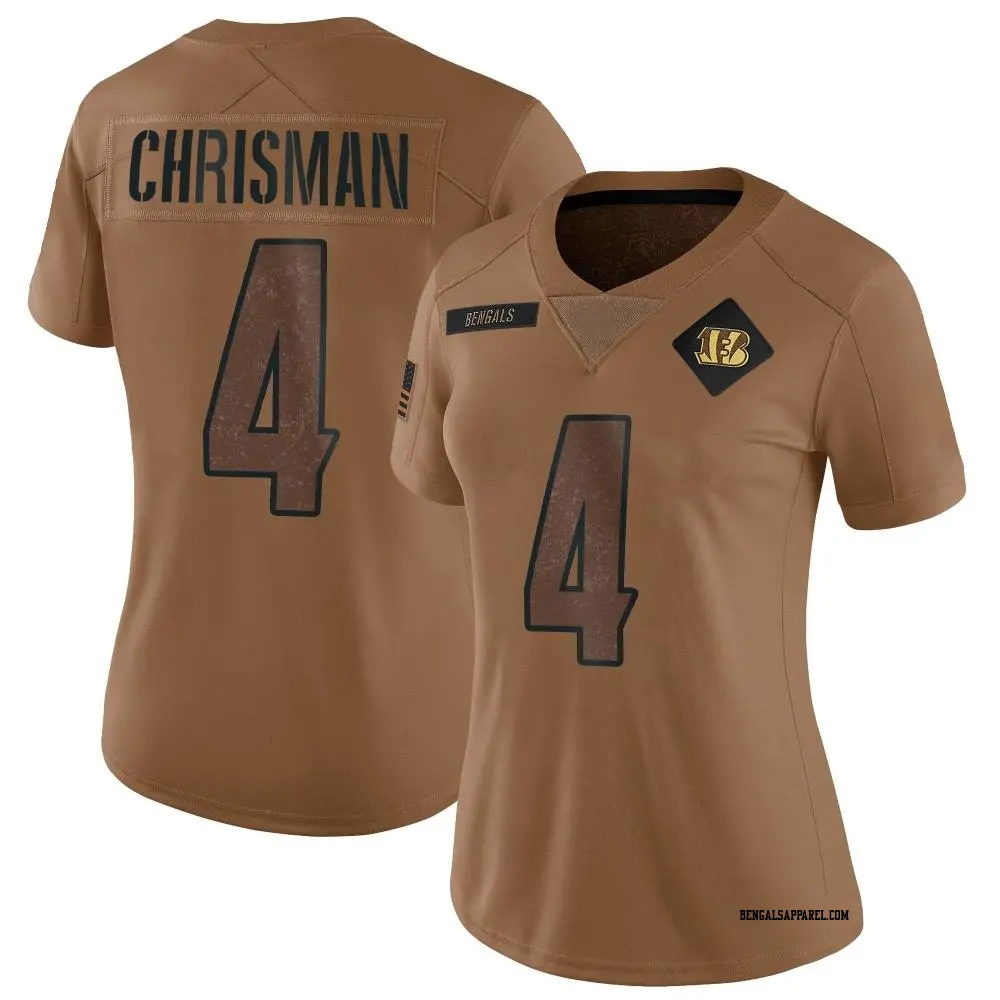 Limited Brown Women's Drue Chrisman Cincinnati Bengals 2023 Salute To Service Jersey